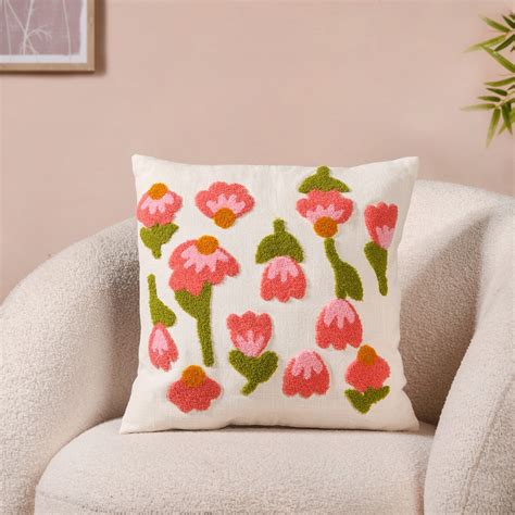 Tulip Embroidered Soft Cushion Cover 40x40cm Online - Premium Cushion ...