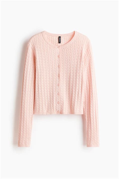 Cable-Knit Cardigan - Light pink - Ladies | H&M US