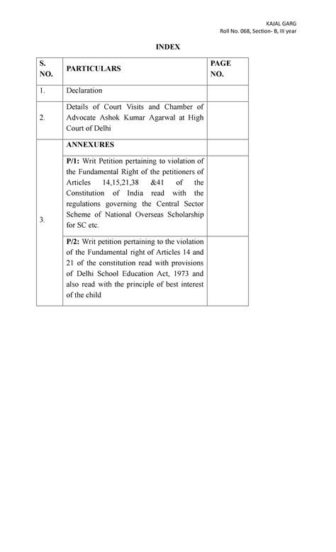 Diary - Roll No. 068, Section- B, III year INDEX S. NO. PARTICULARS ...