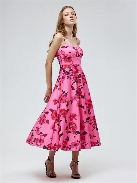 Pink Floral A-Line Dress