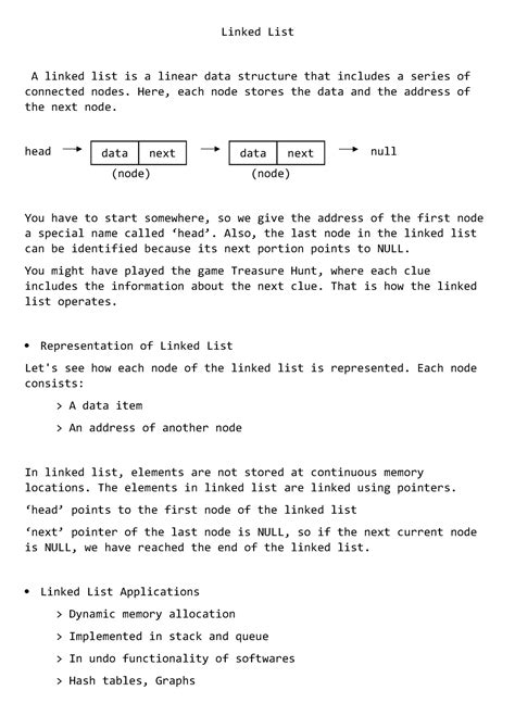 Linked List - Here, each node stores the data and the address of the ...