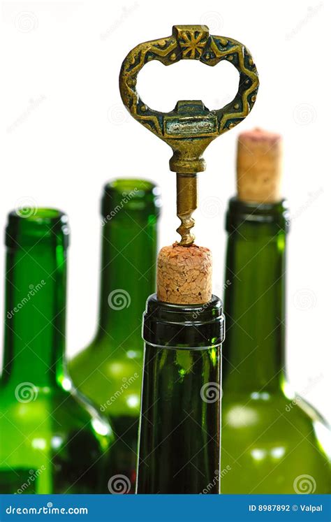 Wine bottles and corkscrew stock photo. Image of white - 8987892