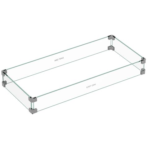 EAST OAK Glass Wind Guard for 52in Propane Fire Pit Table, Clear Tempered Wind Guard for Gas ...