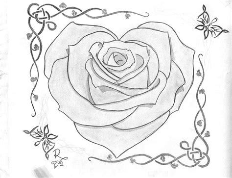 Rose And Heart Drawing at GetDrawings | Free download