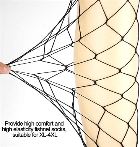 Buy URATOT 4 Pairs Plus Size Fishnet Cross Mesh Tights in Black Sexy ...