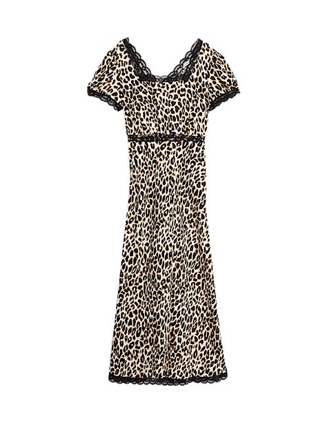 Buy Lyocell Blend Leopard Print Square Neck Midaxi Tea Dress at Marks ...