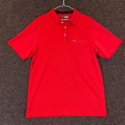 Callaway Polo Men Large Red Golf Shirt Opti Dri Chest Pocket Short ...