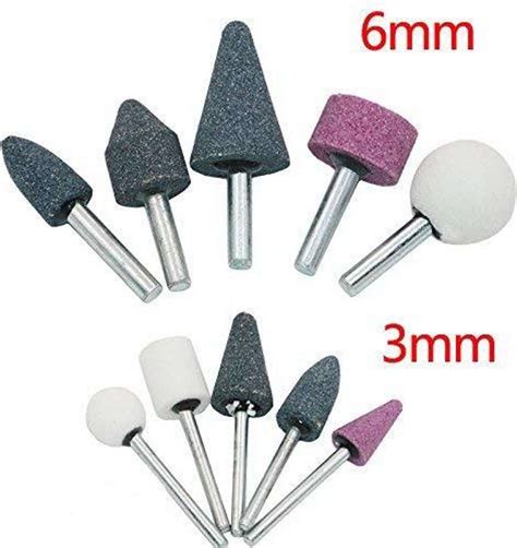 GSK Cut 10 Pcs Shank Abrasive Mounted Stone Grinding Wheel Head Rotary ...
