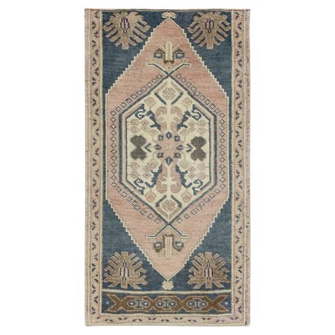 1960s Blue and Pink Vintage Turkish Mini Rug 1'9" X 3'5" For Sale at ...