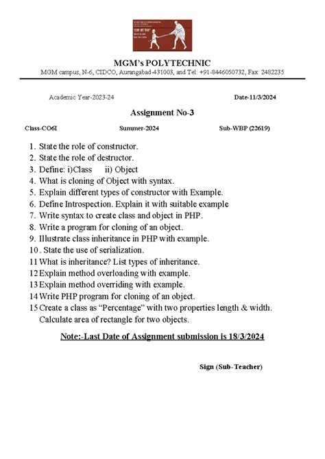ASSIGNMENT NO 3 FOR MAD SUBJECT - MGM’s POLYTECHNIC MGM campus, N-6 ...