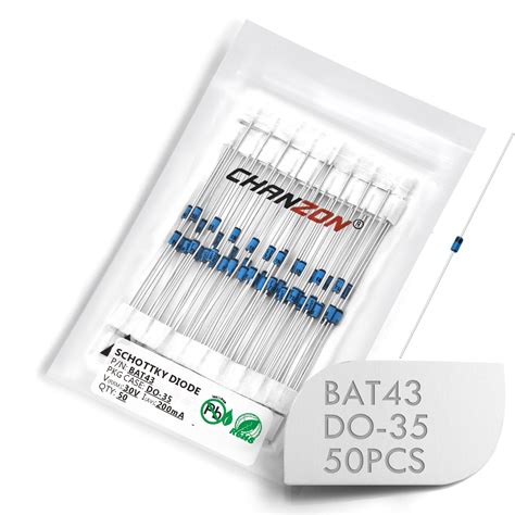 (Pack of 50 Pieces) Chanzon BAT43 Schottky Barrier Rectifier Diodes ...