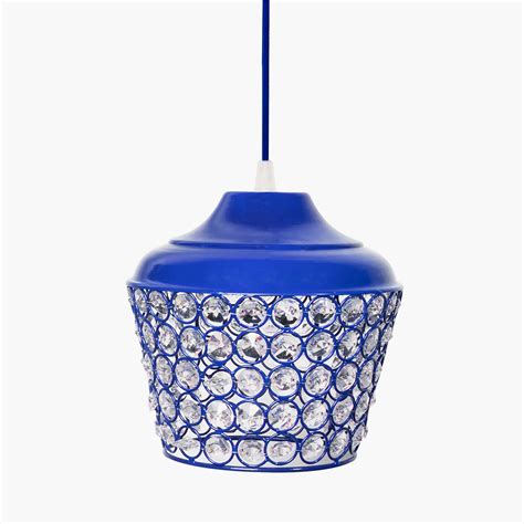 Buy HOMESAKE Blue Crystal Embellished Metal Pendant Light from Homesake ...