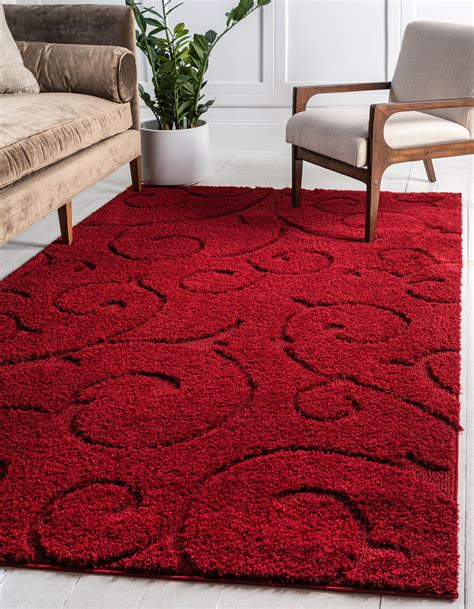 Red 9' x 12' Botanical Shag Rug | Rugs.com