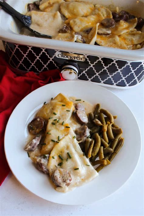 Creamy Crockpot Pierogies and Kielbasa - Cooking With Carlee