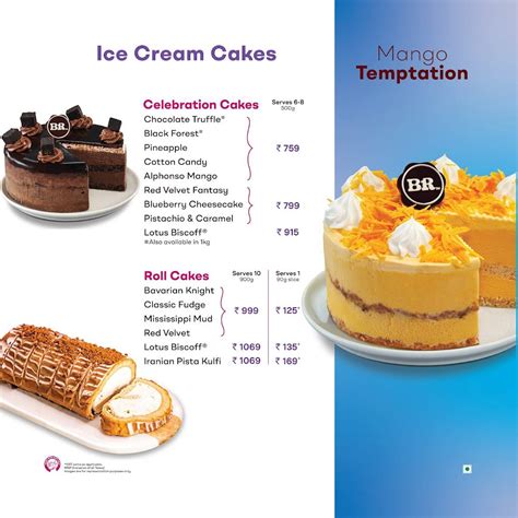 Menu at Baskin Robbins, Diphu
