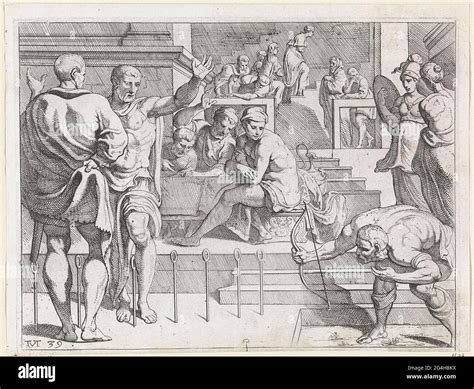 . In the presence of Penelope's freemers, Odysseus spend the bow and ...