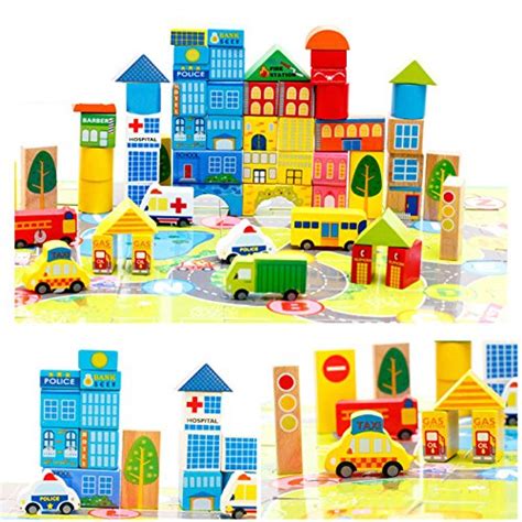 mayatra's educational wooden 62 pcs creative building blocks kids early ...