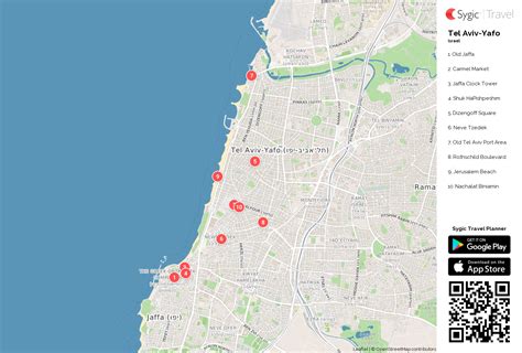 Tel Aviv-Yafo Printable Tourist Map | Tripomatic