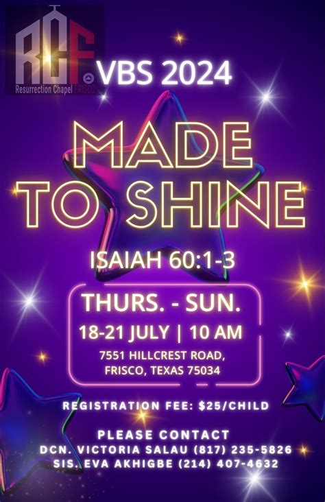 VBS 2024 - Made To Shine , 7551 Hillcrest Road, Frisco, TX, United ...