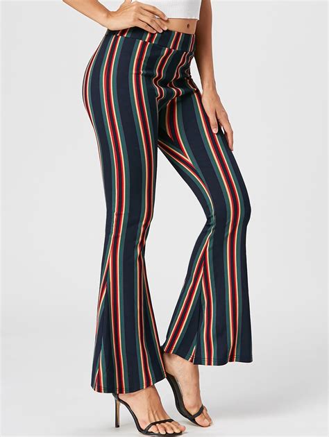 [31% OFF] Vertical Striped Flare Pants | Rosegal