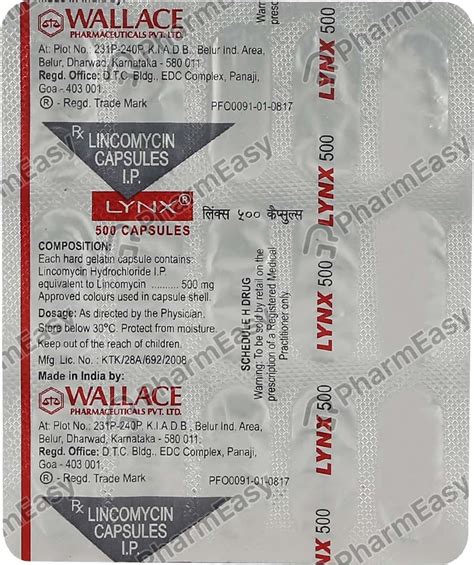 Lynx 500 MG Capsule (15): Uses, Side Effects, Price & Dosage | PharmEasy