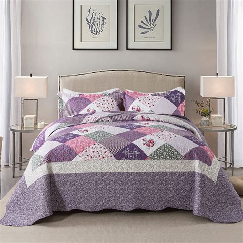 HoneiLife Quilts Queen Size - 3 Piece Microfiber Quilt set Reversible ...