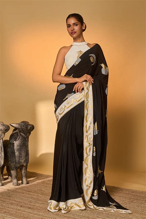 Black & White Polka All Charms Saree – House Of Masaba