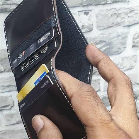 Handmade dark brown leather wallet - Indianleathercraft