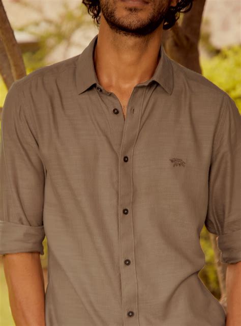 Buy Pastel Brown Shirt | Semi Formal Brown Solid Shirts for Men Online ...