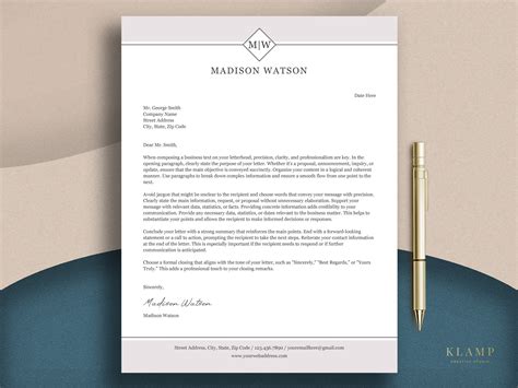 Letterhead Template for Word and Pages, Personalized Letterhead, Business Letterhead, Custom ...
