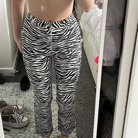 Women's Black and White Jeans | Depop