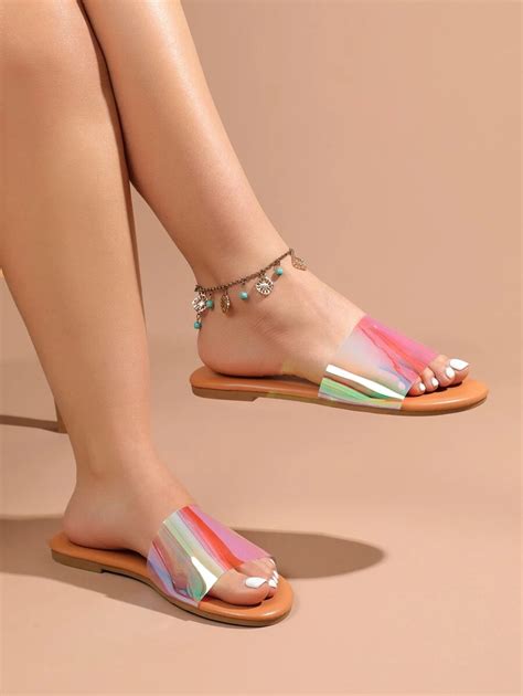 Women's Fashionable Stylish One-Word Slip-On Beach Sandals, Open Toe ...