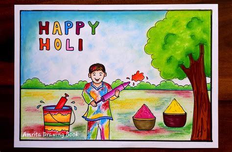 Drawing Of Holi Festival