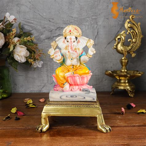 Brass Durable Lion Pillar Design Swastika Engraved Chowki (6 inches ...