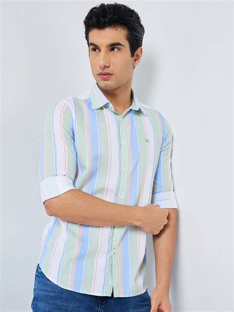 Men Light Green Stripe Slim Fit Shirt – Killer Jeans