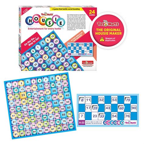Toymate's Housie 24 Red Reusable Cards - Family Fun Game for Small Gat ...