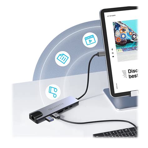 Type C 6 in 1 Ethernet USB Hub – Amkette