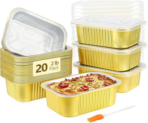 Amazon.com: LNYZQUS 30oz Aluminum Pans Foil Baking Tins with Lids 20 ...