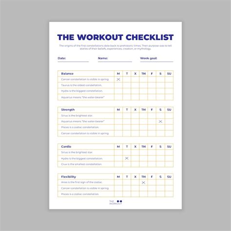 Workout routine checklist template | Free Vector