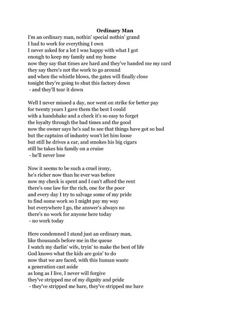Ordinary Man lyrics – getcrackingguitar