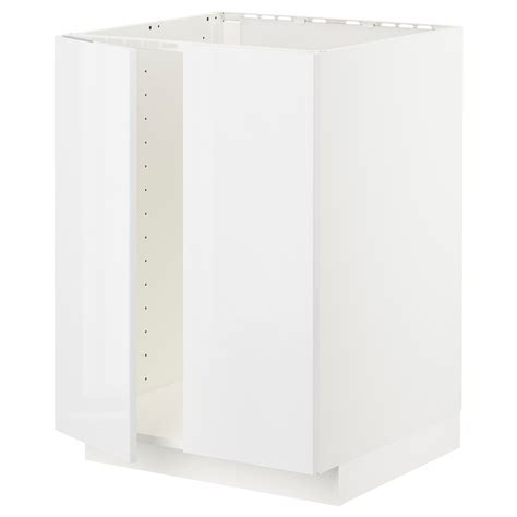 METOD base cabinet for sink + 2 doors, white/Ringhult white, 60x60x80 ...