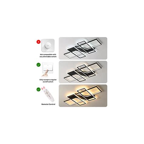 Buy Telancy Modern LED Ceiling Light Black Square Flush Mount ...