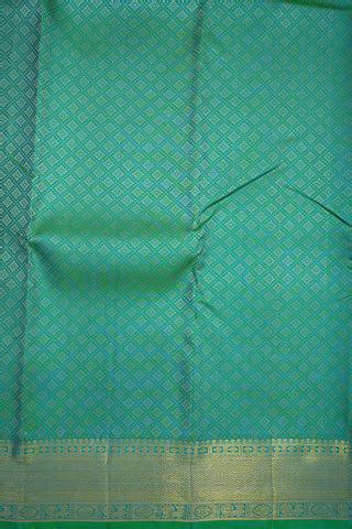 Jacquard Pattern Sea Green Mathappu Collection – Sundari Silks