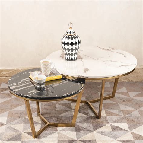 Center Tables - Spider Black and White Marble Center Table For Living ...