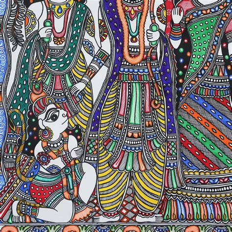 Buy Madhubani Hand-painted Lord Ram Darbar Wall Art – Ethnic India ...