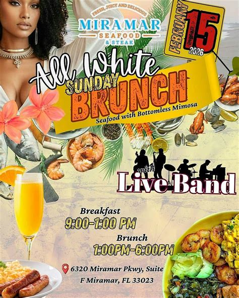 All White Sunday Brunch, Miramar Seafood and Steak Restaurant, 15 ...