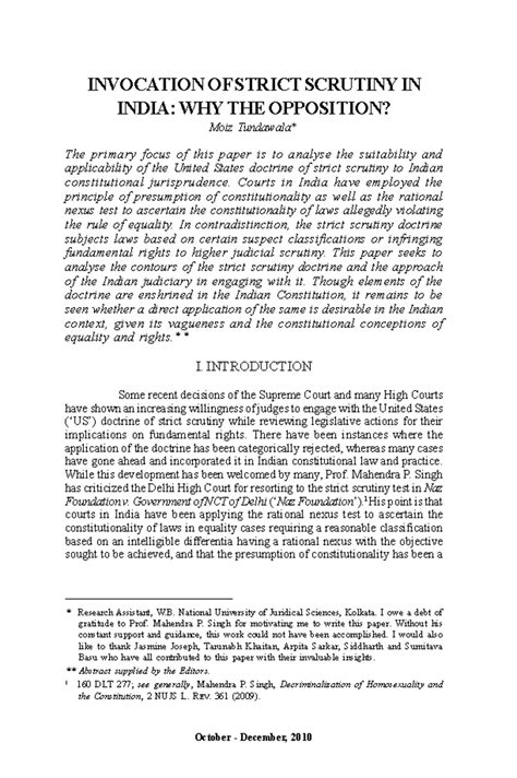 Invocation of strict scrutiny in india - INVOCATION OF STRICT SCRUTINY ...
