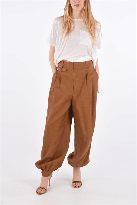 Loewe Double Pleat Pants with Ankle Buttons women - Glamood Outlet
