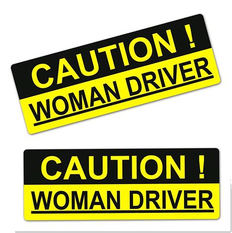 Biomar Labs 2 x Vinyl Stickers Caution Woman Driver Lady on Board ...