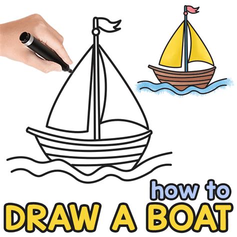 How to Draw a Boat - Step by Step Drawing Tutorial - Easy Peasy and Fun